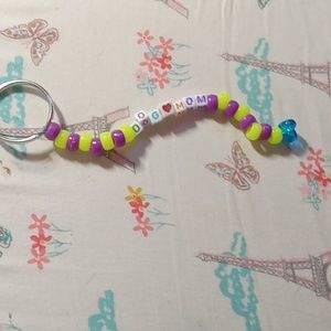 Purple and Yellow Dog mom keychain